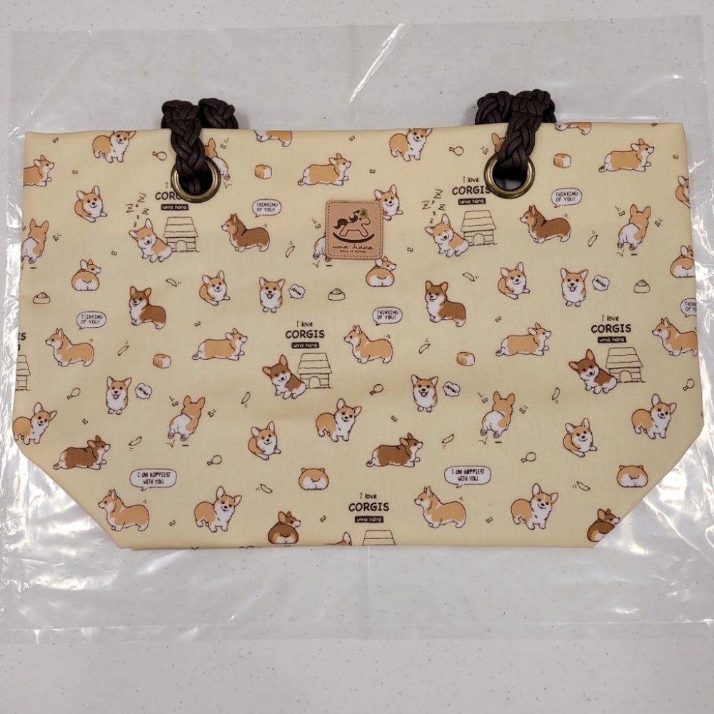 Waterproof Corgi Woven Tote Shoulder Bag - Picture 8 of 13